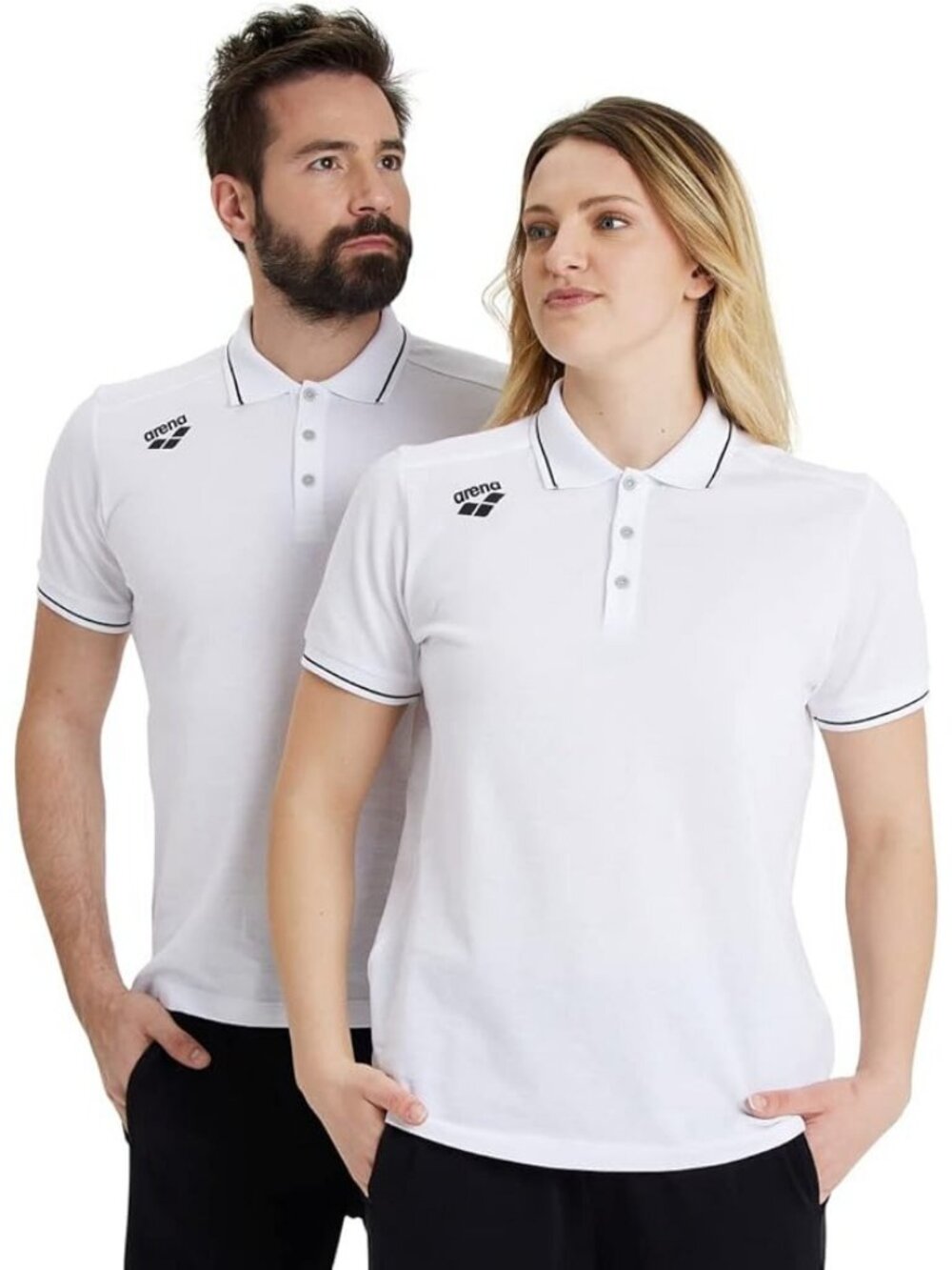 Arena Team Solid Polo Shirt White Cotton XL Unisex Regular Fit Short Sleeve New